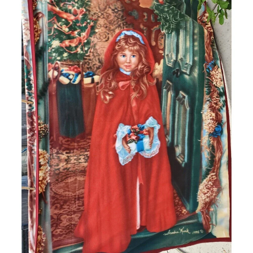 Vintage Sandra Kuck 1996 Merry‎ Christmas Tapestry Throw Blanket 50